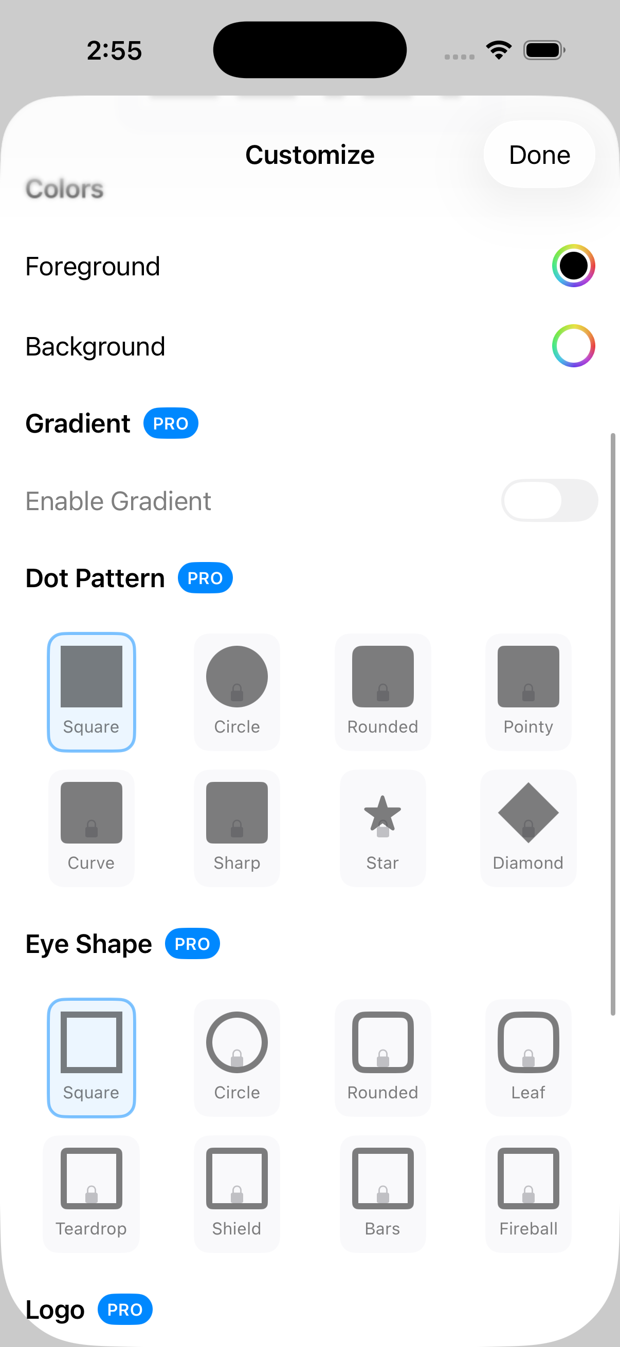 QR Code Designer - Custom shapes, colors, and gradients